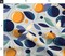 Blue Floral Oranges Citrus Garden Mid-Century Botanical Moonlight Tuscan Mediterranean Large Scale Custom Printed Fabric by Spoonflower Various Fabrics by the Yard or Fat Quarter